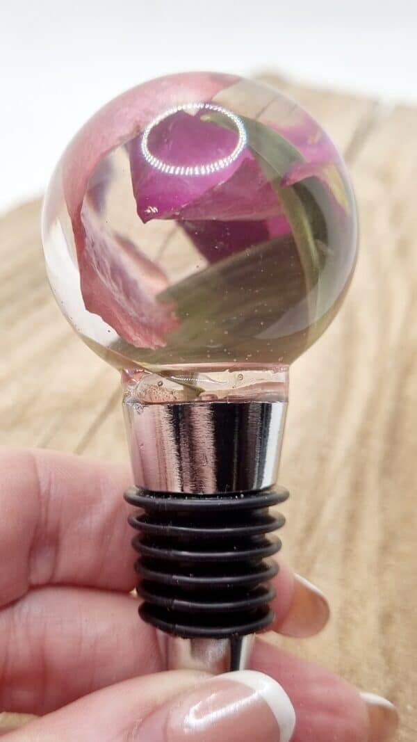 Custom Resin Bottle Stopper with Preserved Flowers - Image 3