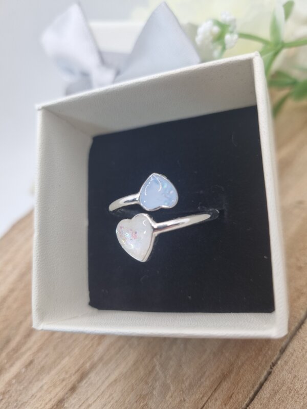 Sterling Silver Double Heart Memorial Ring | Ashes Jewellery | Aberdeenshire