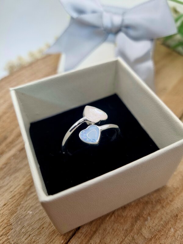 Sterling Silver Double Heart Ashes Ring | Ashes Jewellery | Aberdeenshire