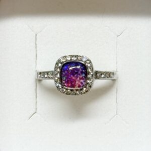Stainless steel CZ pillow memorial ring