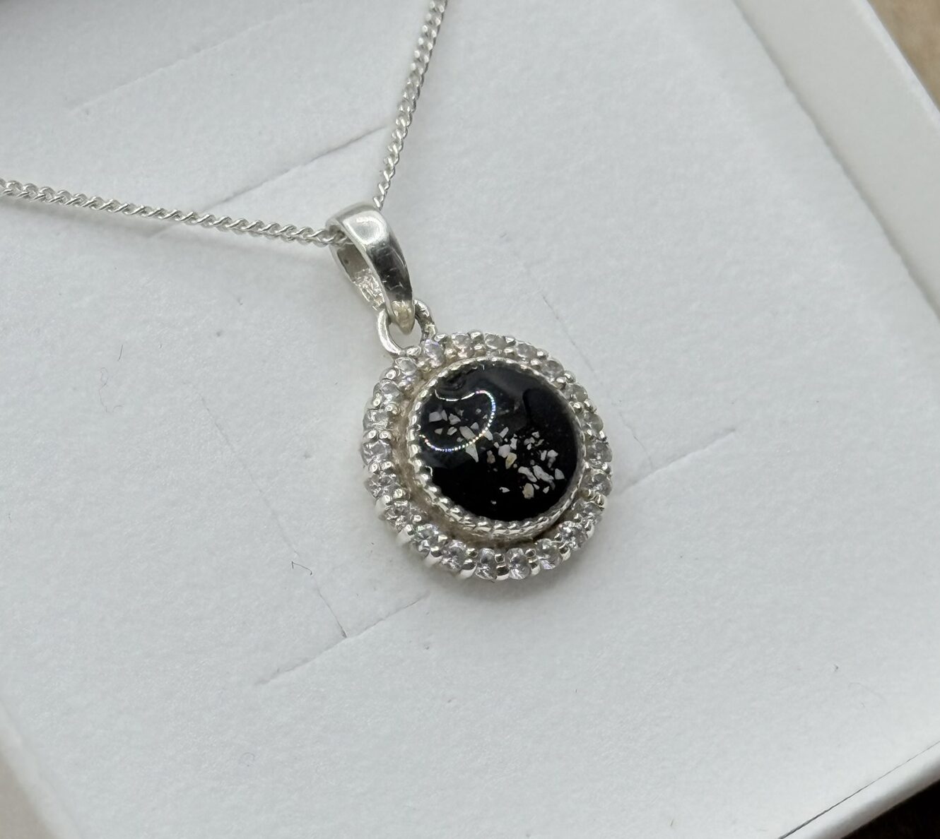Halo Sterling Silver Memorial Pendant